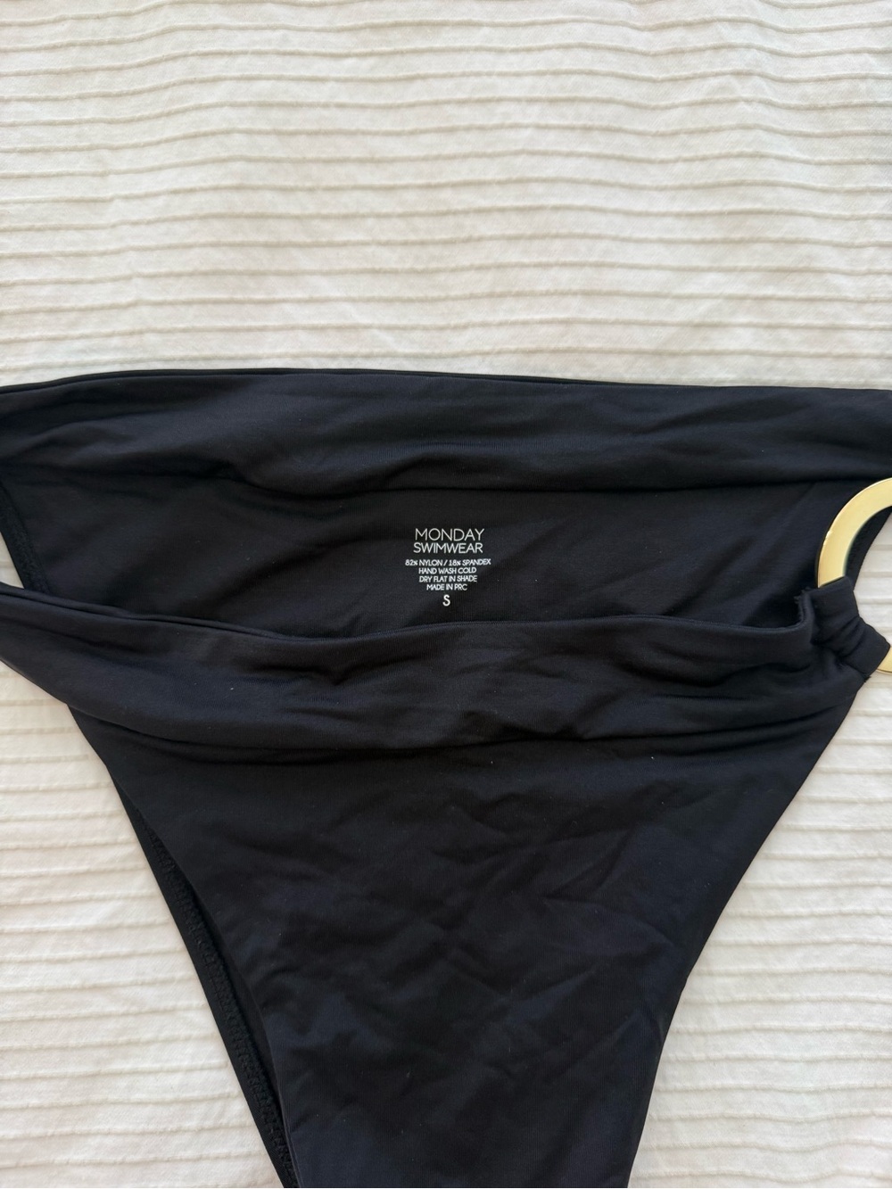 Monday Swimwear Black Bandeau Bikini with Gold Ring Accents - Picture 5 of 7